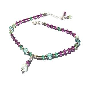Ankle Bracelet Boho Glam Amethyst Peridot Bling